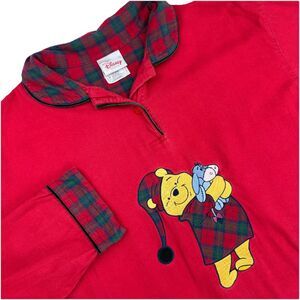 Vintage Disney Store Winnie the Pooh Nightshirt Women’s M Red Plaid 90s Y2K